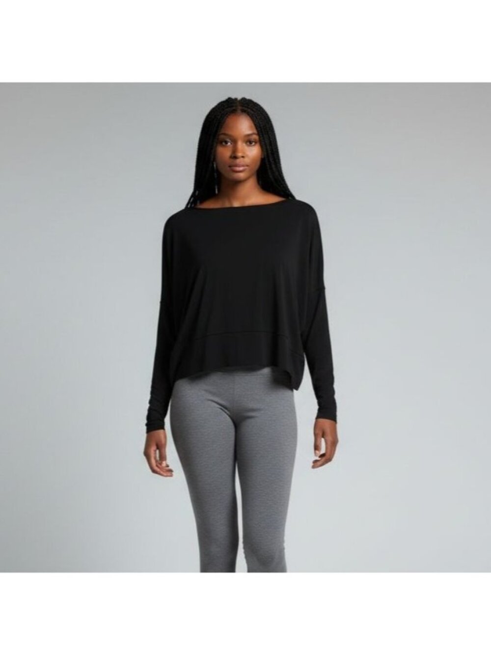 Richard Chai Love Black Oversized Boxy Long Sleeve Top 100% Viscose Womens Size